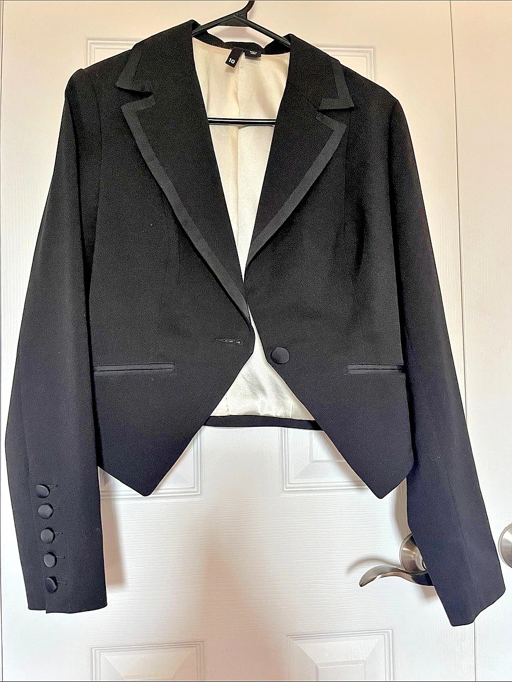 H&M Cropped Tuxedo Blazer Black Size 10